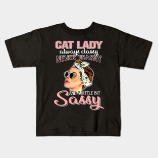 Cat Lady Always Classy Never Trashy Awesome Kids T-Shirt